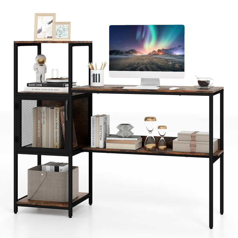 Giantex Modern Computer Workstation Home Office Desk with Storage Cabinet and Shelves