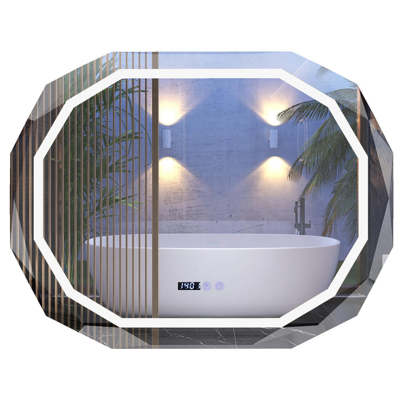 LED Bathroom Mirror, Lighted Beveled Edge Vanity Mirror Wall Mounted