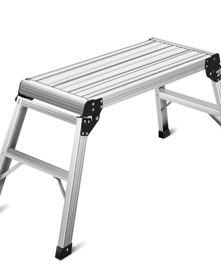 Giantex Capacity 330 LBS Heavy Duty Portable Bench Folding Ladders Stool w/Non-Slip Mat (Silver)