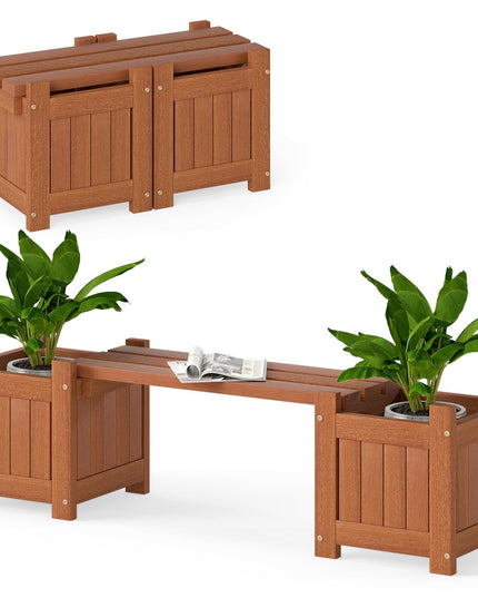 Giantex 2 in 1 Outdoor Bench with 2/4 Raised Garden Beds