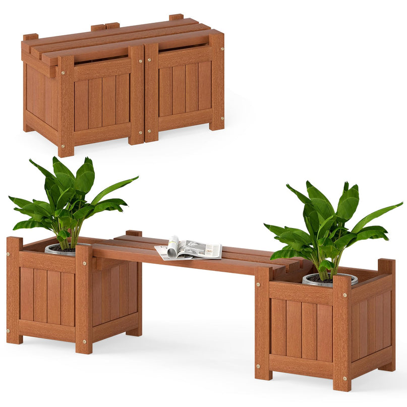 Giantex 2 in 1 Outdoor Bench with 2/4 Raised Garden Beds