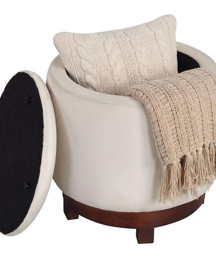 Giantex Round Ottoman with Storage 360° Swivel Velvet Vanity Stool