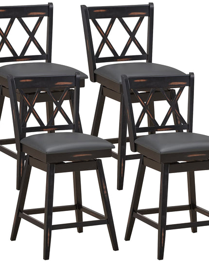 Giantex Bar Stool with Foot Rest Upholstered Cushion & Ergonomic Backrest