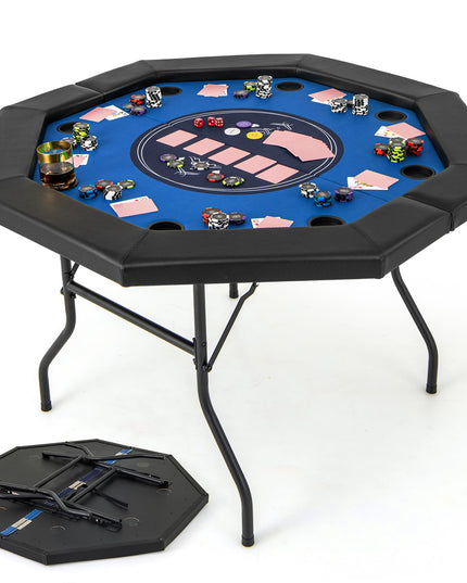 Giantex 8 Player Poker Table Foldable, 72" Portable Folding Texas Holdem Poker Tables w/Padded Rails