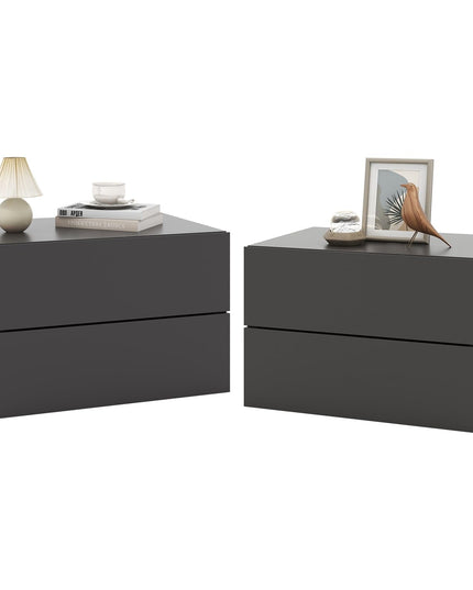 Giantex Floating Nightstand Set of 1/2, Wood Wall Mounted Nightstands