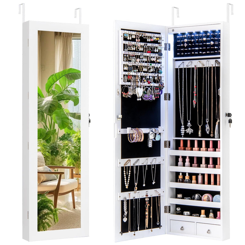 Wall Mounted Jewelry Armoire with Full Length Mirror