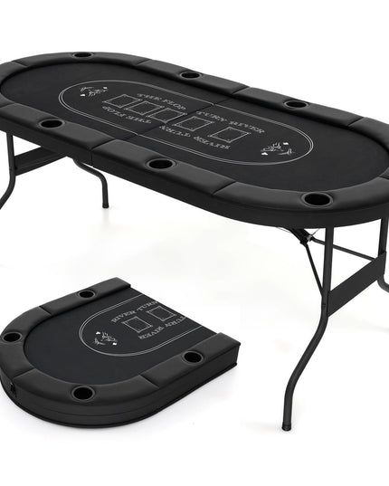 Giantex 8 Player Poker Table Foldable, 72" Portable Folding Texas Holdem Poker Tables w/Padded Rails