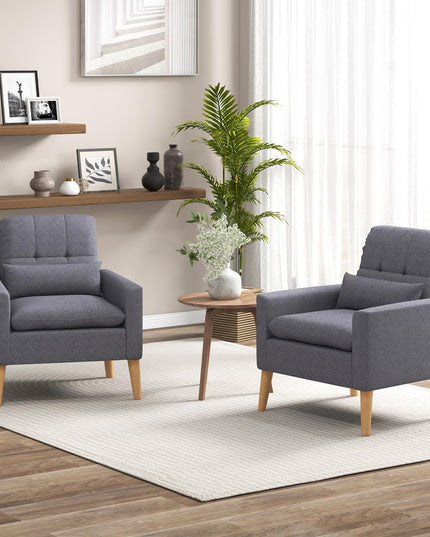 Giantex Modern Accent Chair, Mid-Century Linen Fabric Armchair