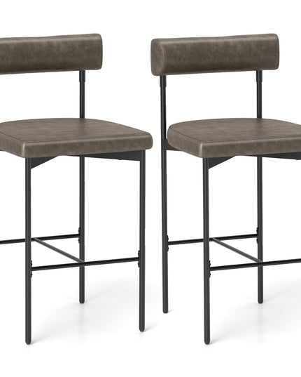 Giantex Counter Height Bar Stools, 26 Inch Upholstered Bar Chairs with Back