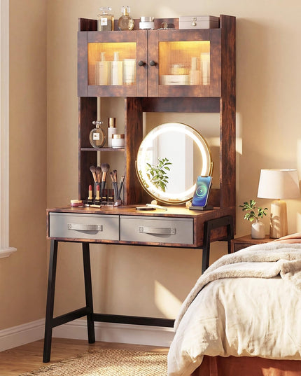 Coiffeuse haute de 170 cm avec miroir LED pour chambre à coucher de Giantex