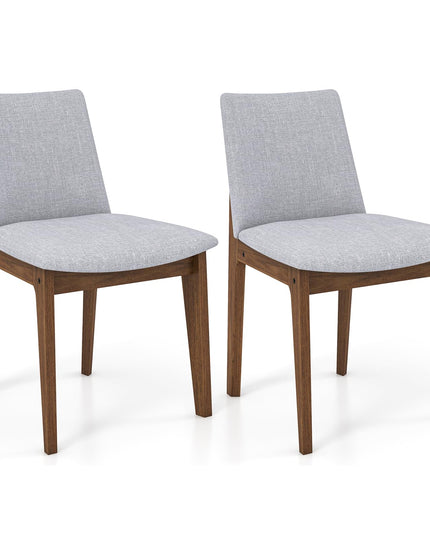 Giantex Upholstered Dining Chairs Set of 2/4, Linen Fabric Wooden Kitchen Chairs w/Rubber Wood Frame
