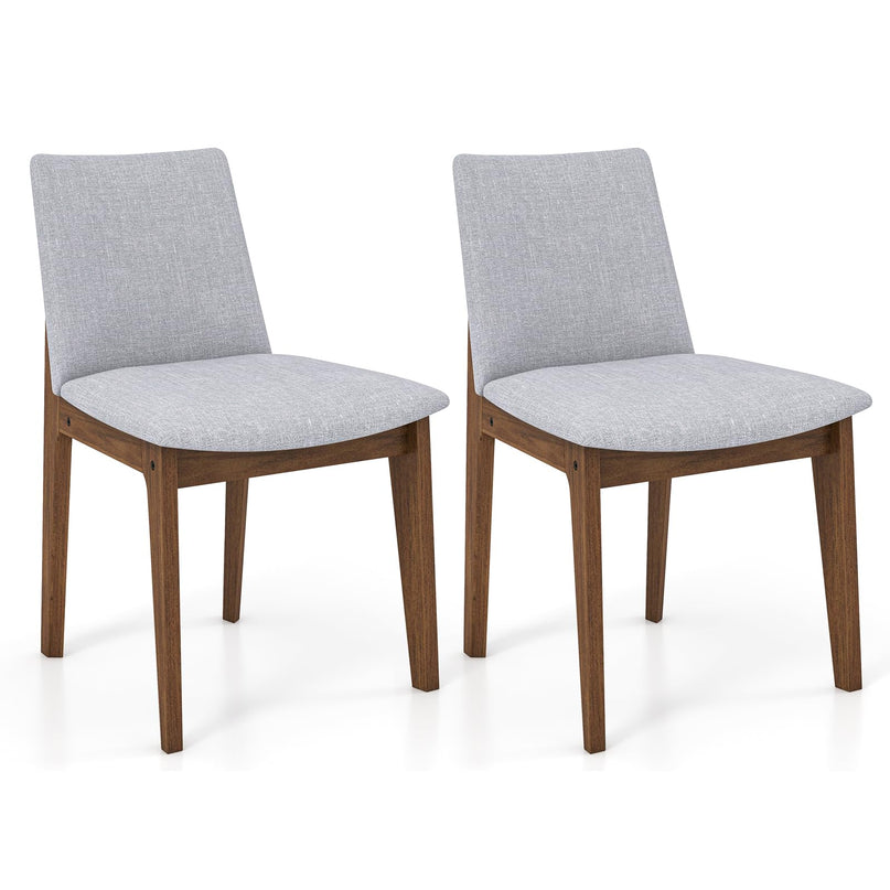 Giantex Upholstered Dining Chairs Set of 2/4, Linen Fabric Wooden Kitchen Chairs w/Rubber Wood Frame