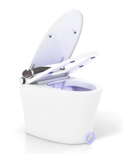 Giantex Smart Toilet, Elongated Bidet Toilet with Adjustable Heated Seat, Dryer, Night Light, Auto Open/Close, Foot Sensor