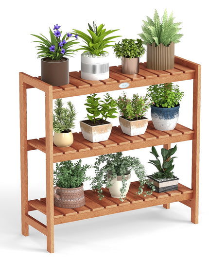 Giantex 3-Tier Solid Wood Plant Stand Wooden Flower Pot Display Rack