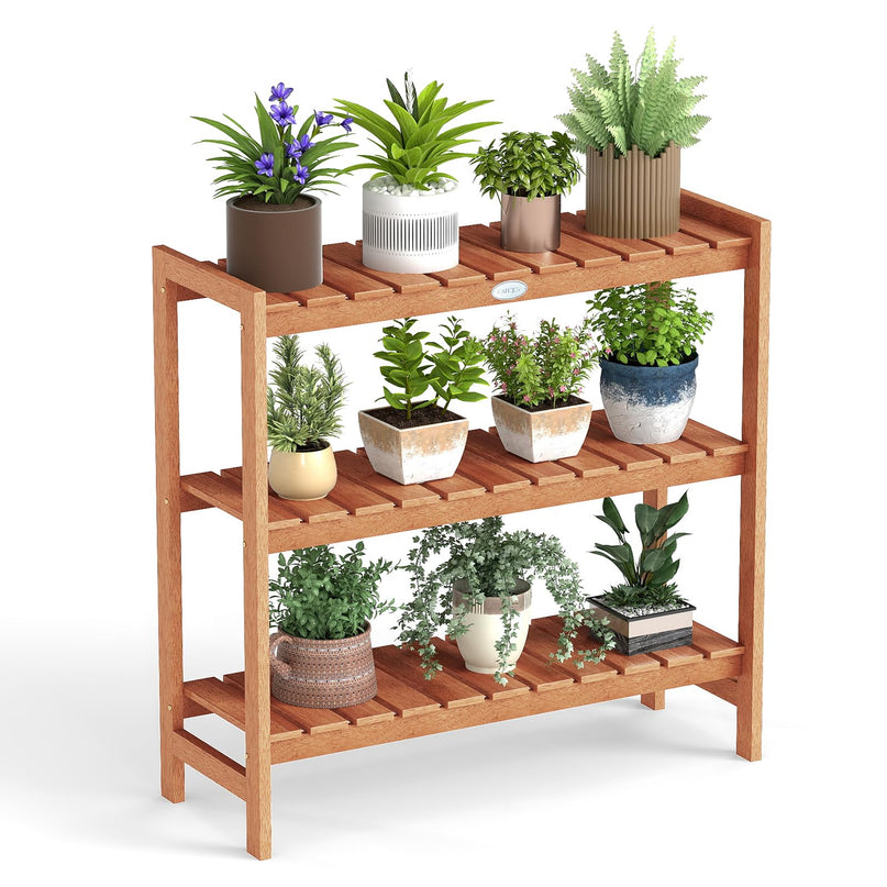 Giantex 3-Tier Solid Wood Plant Stand Wooden Flower Pot Display Rack
