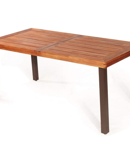 Patio Dining Table with Umbrella Hole, Outdoor Picnic Table for Backyard
