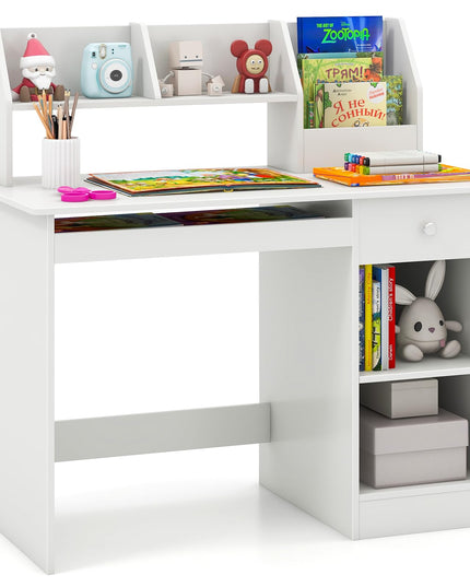 Giantex Kids Study Desk, Children Wooden Writing Table with Hutch