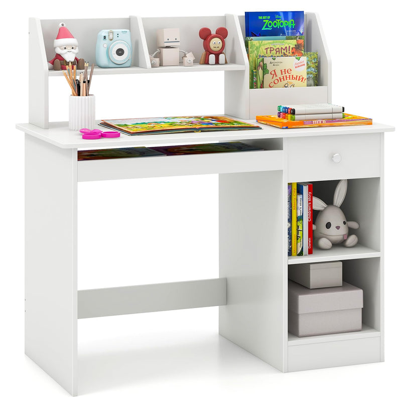 Giantex Kids Study Desk, Children Wooden Writing Table with Hutch