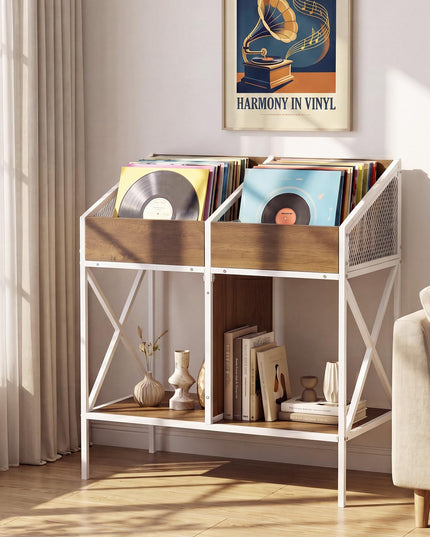 GIANTEX 2-Tier Record Player Stand Vinyl Record Storage