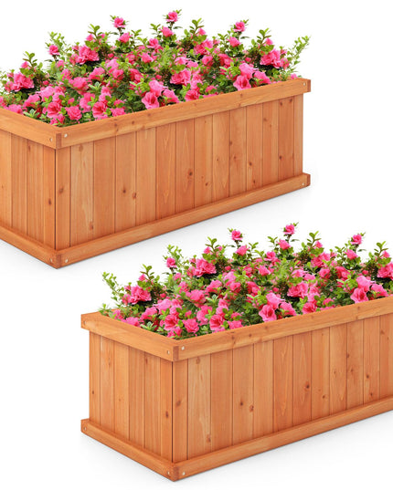 Giantex 31”x14”x12” Wooden Elevated Planter Box with 4 Drainage Holes & Detachable Bottom Panels
