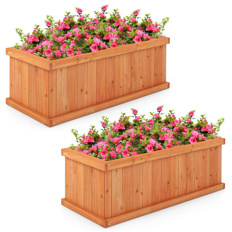 Giantex 31”x14”x12” Wooden Elevated Planter Box with 4 Drainage Holes & Detachable Bottom Panels