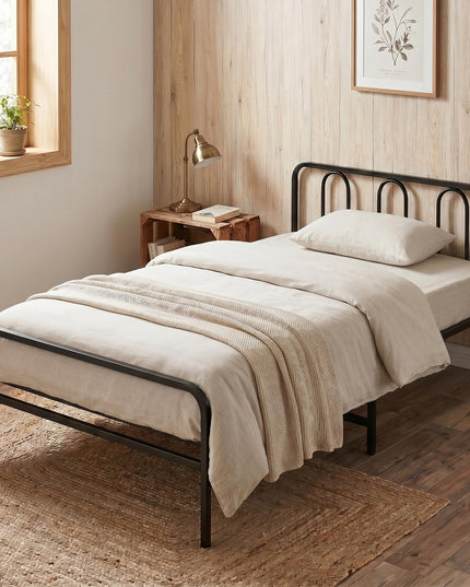 Giantex Foldable Twin Bed Frame with Headboard and Footboard