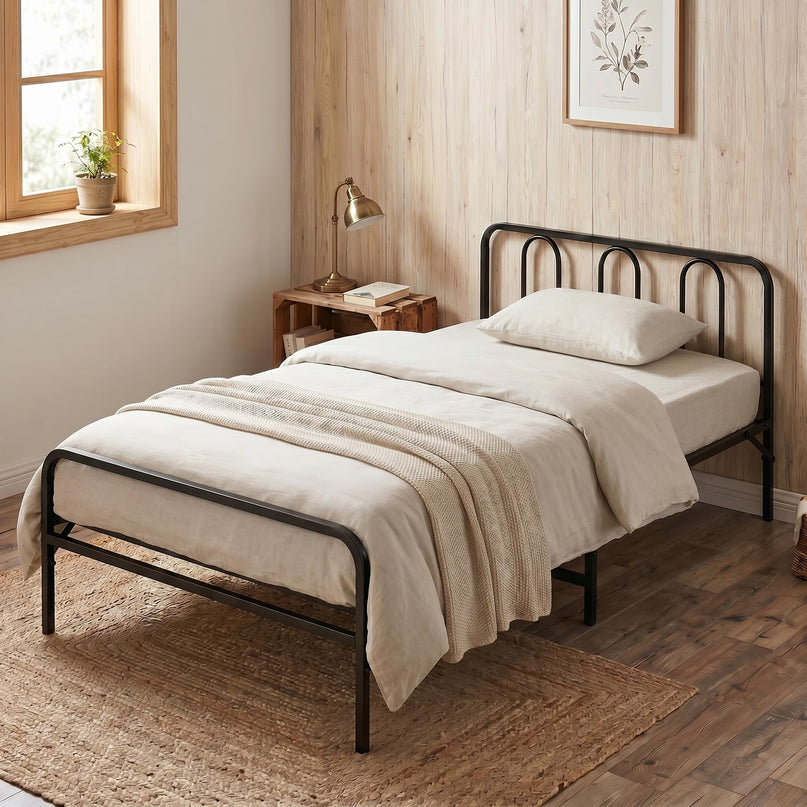 Giantex Foldable Twin Bed Frame with Headboard and Footboard