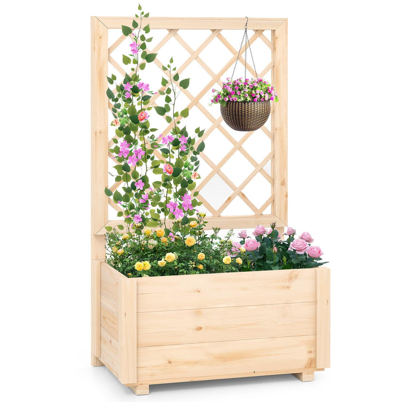 Giantex Raised Garden Bed with Trellis for Climbing Vine Flower Herb Vegetable Fruit