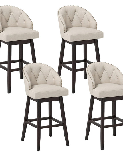 Giantex Modern Upholstered Bar Stools Set of 2/4, 31" Bar Height Swivel Kitchen Stools w/Button-Tufted Back