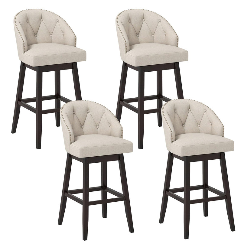 Giantex Modern Upholstered Bar Stools Set of 2/4, 31" Bar Height Swivel Kitchen Stools w/Button-Tufted Back