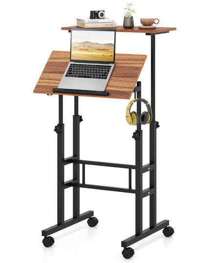 Giantex Mobile Stand up Desk, Height Adjustable, 24"D x 22"W x 49"H
