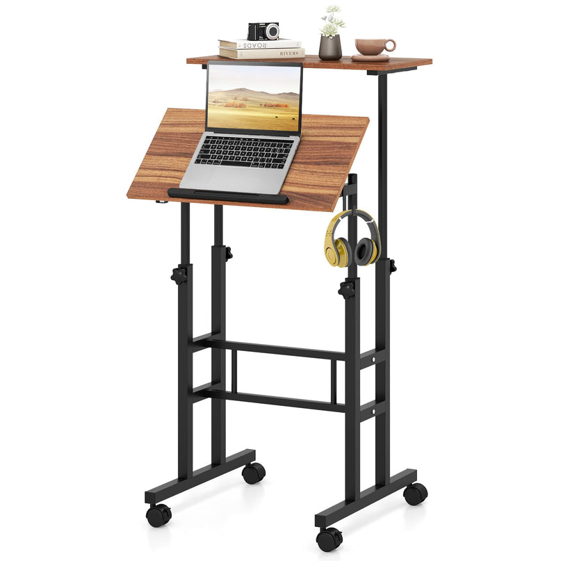 Giantex Mobile Stand up Desk, Height Adjustable, 24"D x 22"W x 49"H