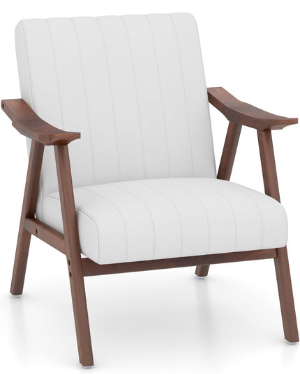 Giantex Mid-Century Modern Accent Chair - Comfy Upholstered Lounge Chair with Arms, Anti-Slip Felt Pads