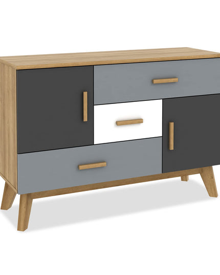 Free-Standing Storage Cabinet, Floor Cabinet with 2 Doors & 3 Drawers