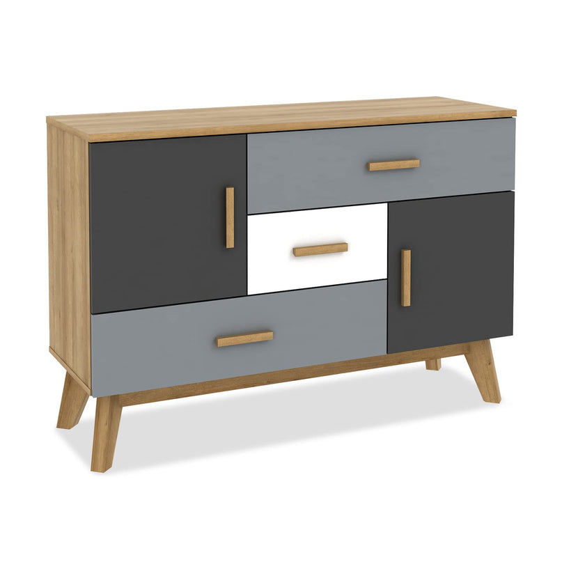 Free-Standing Storage Cabinet, Floor Cabinet with 2 Doors & 3 Drawers