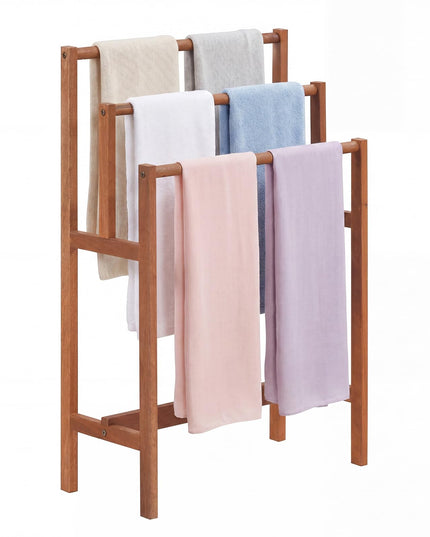 Giantex Freestanding Wooden Towel Rack Stand 3-Tier Bath Towel Drying Rack
