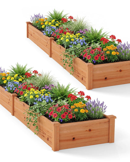 GIANTEX 95" Wooden Raised Garden Bed, Rectangular Planter Box(95” x 24” x 10”)