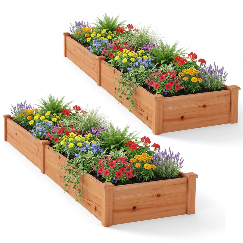 GIANTEX 95" Wooden Raised Garden Bed, Rectangular Planter Box(95” x 24” x 10”)