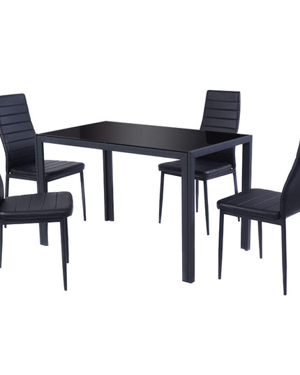 Giantex Rectangular Metal Frame Table with Leather Padded 4 Seats for Small Spaces