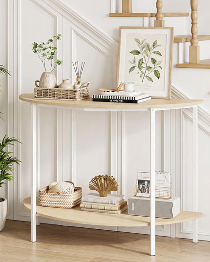 Giantex Half Moon Console Table | 40" Narrow Entryway Table with Storage Shelf