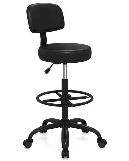 GIANTEX Drafting Chair with Back Adjustable Foot Rolling Stool with Wheels(1/2)