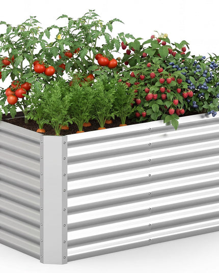Giantex 4 x 2 x 2 FT Galvanized Rectangular Raised Garden Bed with Open-Ended Base (1/2)
