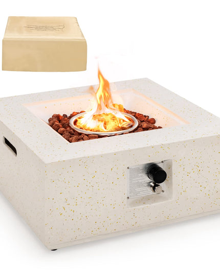 Giantex Patio Fire Pit Table - 40,000 BTU Terrazzo Propane Gas Fire Table