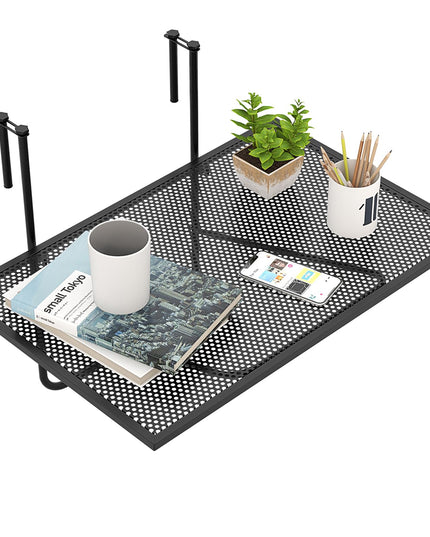 Giantex Balcony Table, Folding Outdoor Side Table for Railings Up to 2.4" Thick, Space-saving Railing Serving Table with Metal Frame