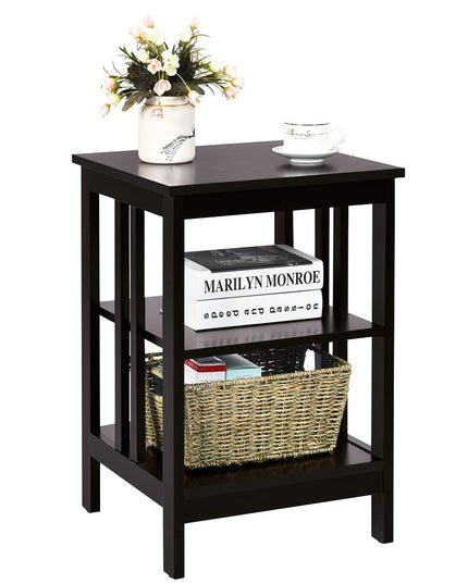 Giantex Nightstand 3-Tier Sofa Side Table W/Reinforced Bars and Stable Structure