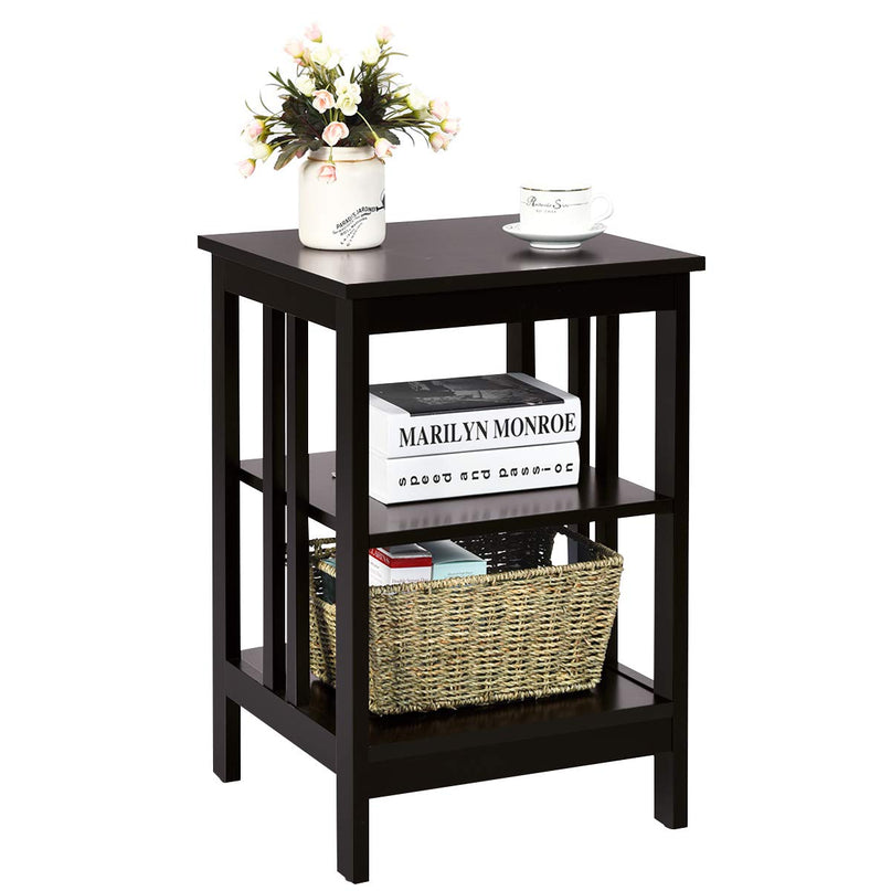 Giantex Nightstand 3-Tier Sofa Side Table W/Reinforced Bars and Stable Structure