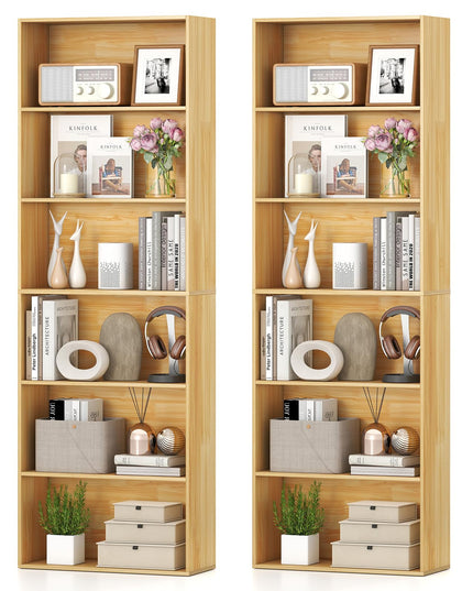 Giantex Étagère à 6 niveaux, Bibliothèque en bois de 178 cm, Meuble de rangement autoportant avec étagères ouvertes