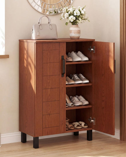 Giantex Armoire à chaussures à 5 niveaux | Meuble d'entrée autoportant en bois avec rangement