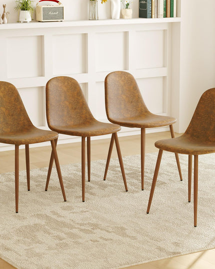 Giantex Upholstered Dining Chairs Set of 4 | Mid-Century Modern Leisure Armless Chairs