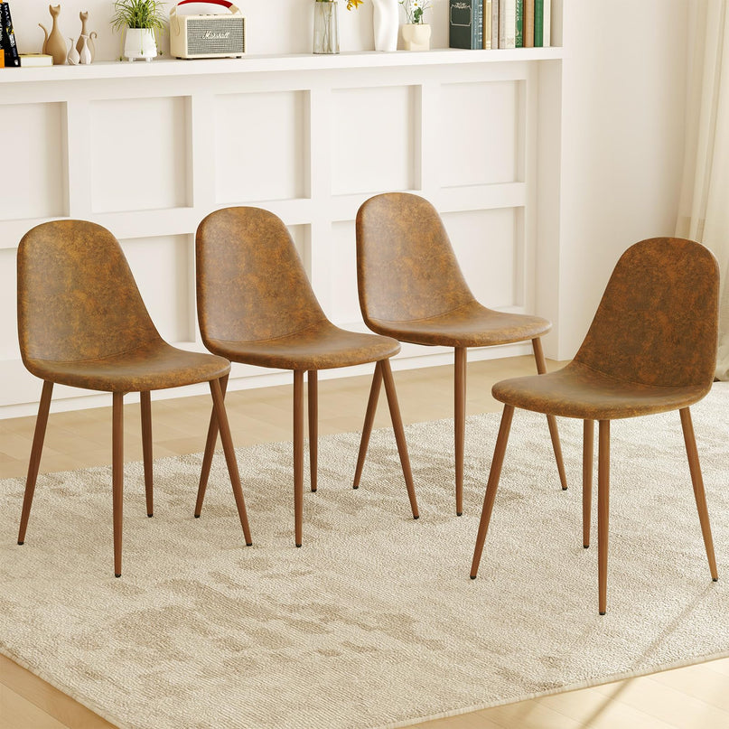 Giantex Upholstered Dining Chairs Set of 4 | Mid-Century Modern Leisure Armless Chairs